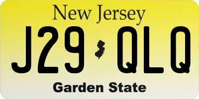 NJ license plate J29QLQ