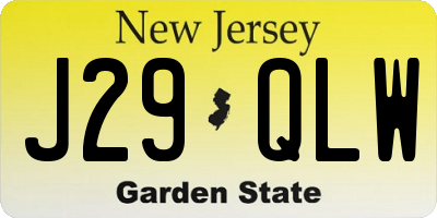 NJ license plate J29QLW