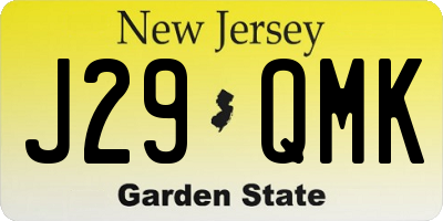 NJ license plate J29QMK