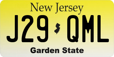 NJ license plate J29QML