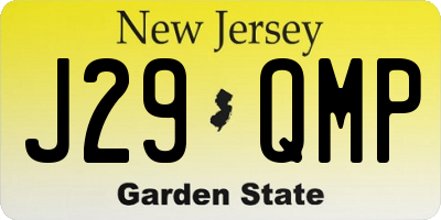 NJ license plate J29QMP