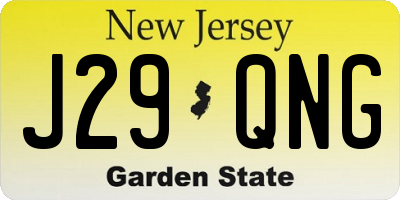 NJ license plate J29QNG