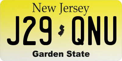 NJ license plate J29QNU