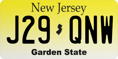 NJ license plate J29QNW