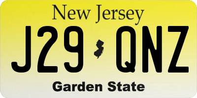 NJ license plate J29QNZ