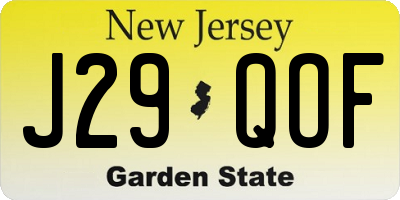 NJ license plate J29QOF
