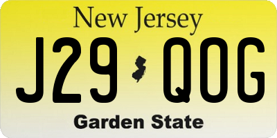 NJ license plate J29QOG