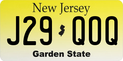 NJ license plate J29QOQ