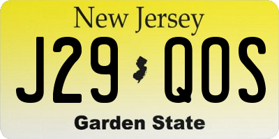 NJ license plate J29QOS