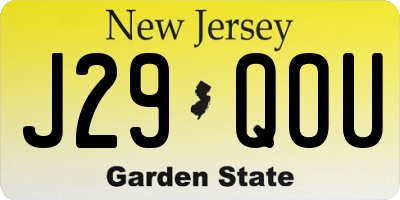 NJ license plate J29QOU