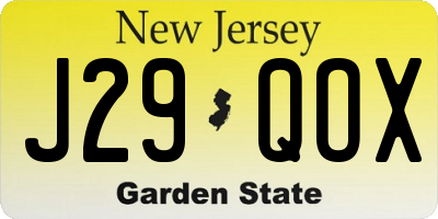 NJ license plate J29QOX