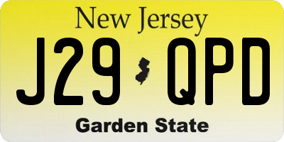 NJ license plate J29QPD