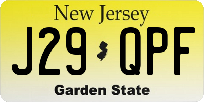 NJ license plate J29QPF