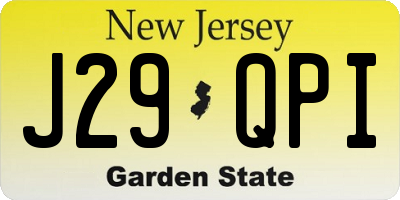 NJ license plate J29QPI