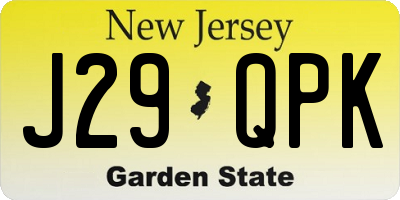 NJ license plate J29QPK