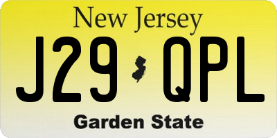 NJ license plate J29QPL