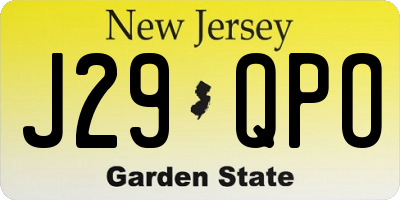 NJ license plate J29QPO