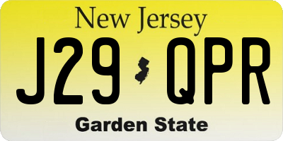 NJ license plate J29QPR
