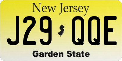NJ license plate J29QQE