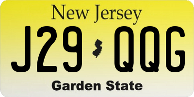 NJ license plate J29QQG