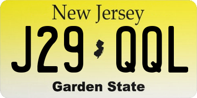 NJ license plate J29QQL
