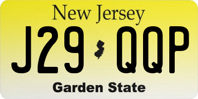 NJ license plate J29QQP