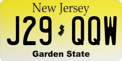 NJ license plate J29QQW