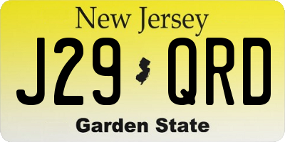 NJ license plate J29QRD