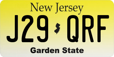 NJ license plate J29QRF