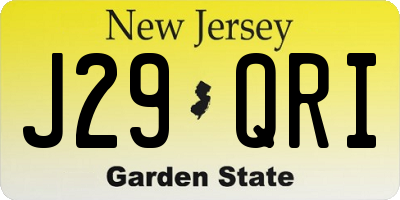 NJ license plate J29QRI