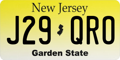 NJ license plate J29QRO