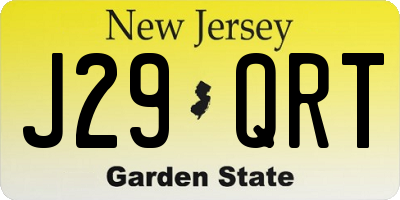 NJ license plate J29QRT