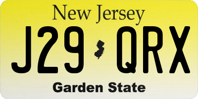 NJ license plate J29QRX