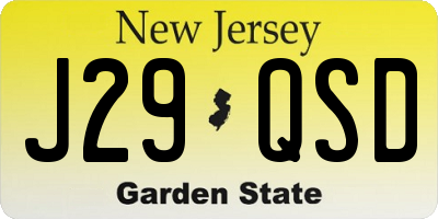 NJ license plate J29QSD