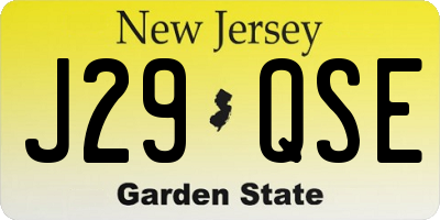NJ license plate J29QSE