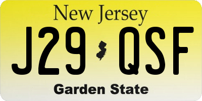NJ license plate J29QSF