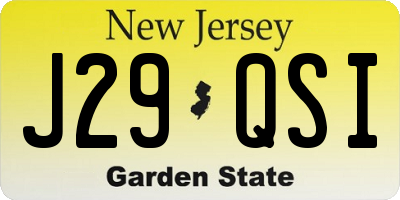 NJ license plate J29QSI