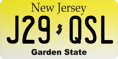 NJ license plate J29QSL