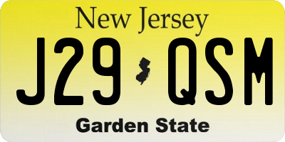 NJ license plate J29QSM