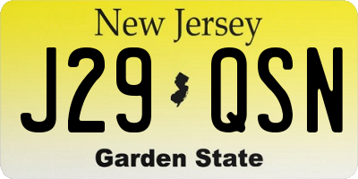 NJ license plate J29QSN