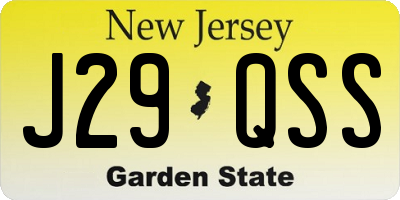 NJ license plate J29QSS