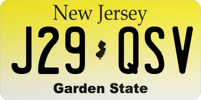 NJ license plate J29QSV