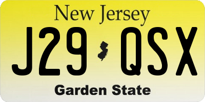 NJ license plate J29QSX