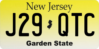 NJ license plate J29QTC