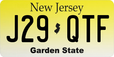 NJ license plate J29QTF