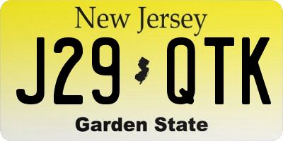 NJ license plate J29QTK
