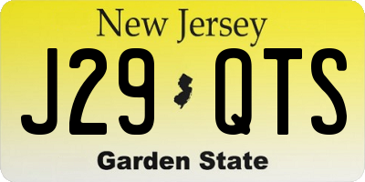 NJ license plate J29QTS