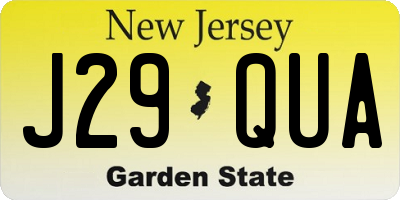 NJ license plate J29QUA