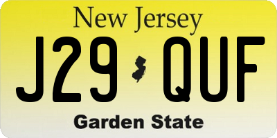 NJ license plate J29QUF