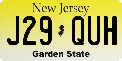 NJ license plate J29QUH